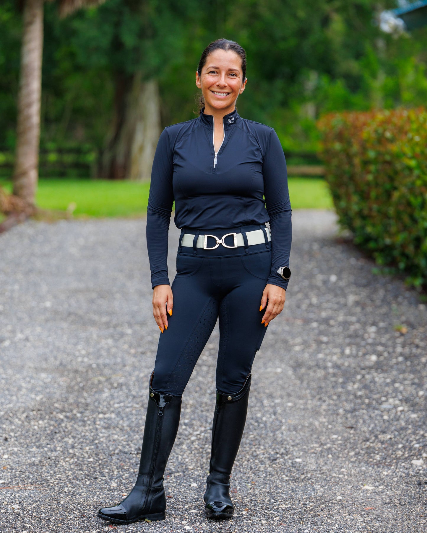 Ellany Elastic Belt - Buttercream - 1.5" Gold Stirrup