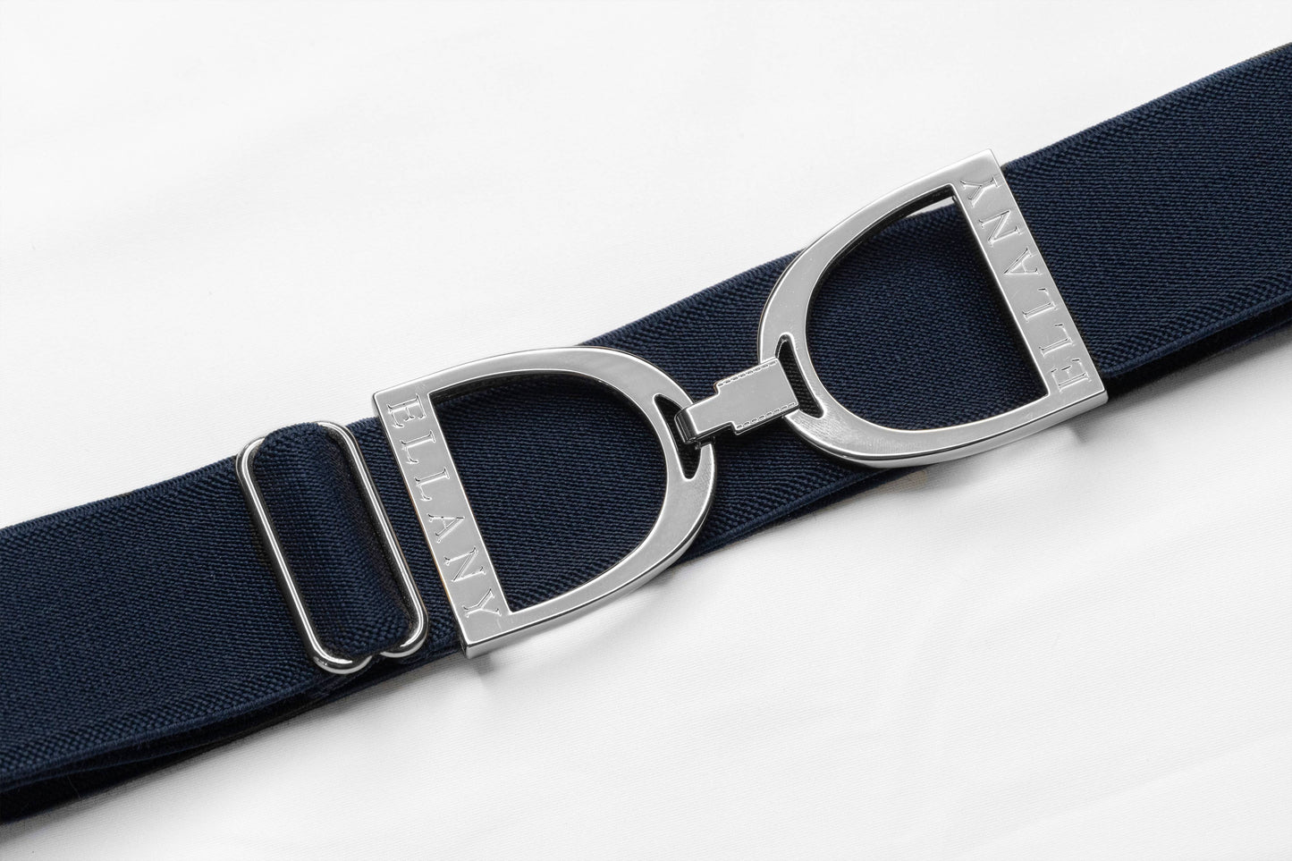 Ellany Elastic Belt - Navy - 1.5" Silver Stirrup