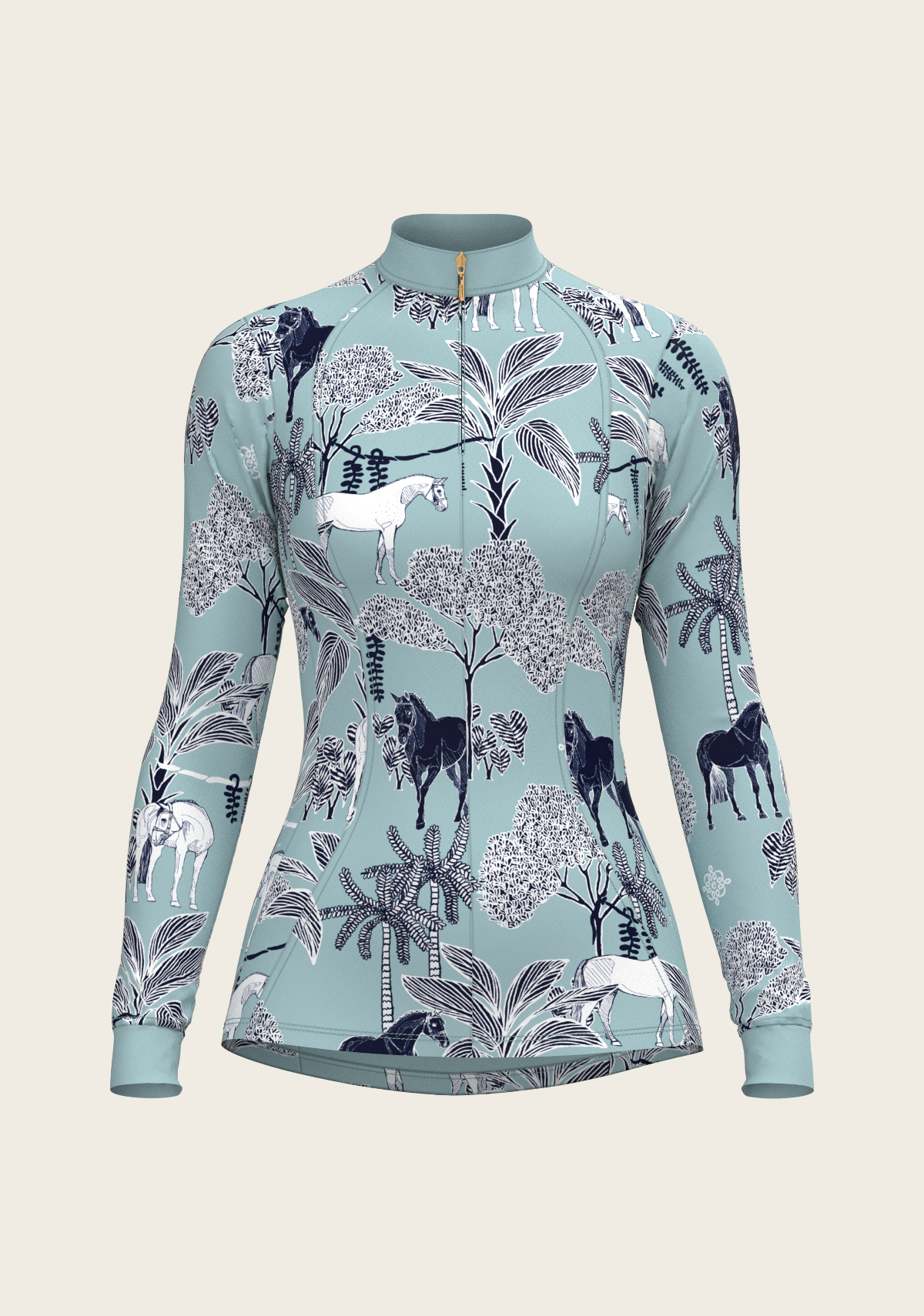 Island Horses Quarter Zip Sun Shirt - Sky Blue