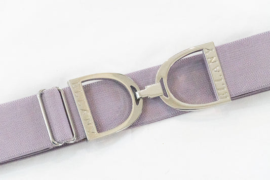 Ellany Elastic Belt - Lavender - 1.5" Silver Stirrup