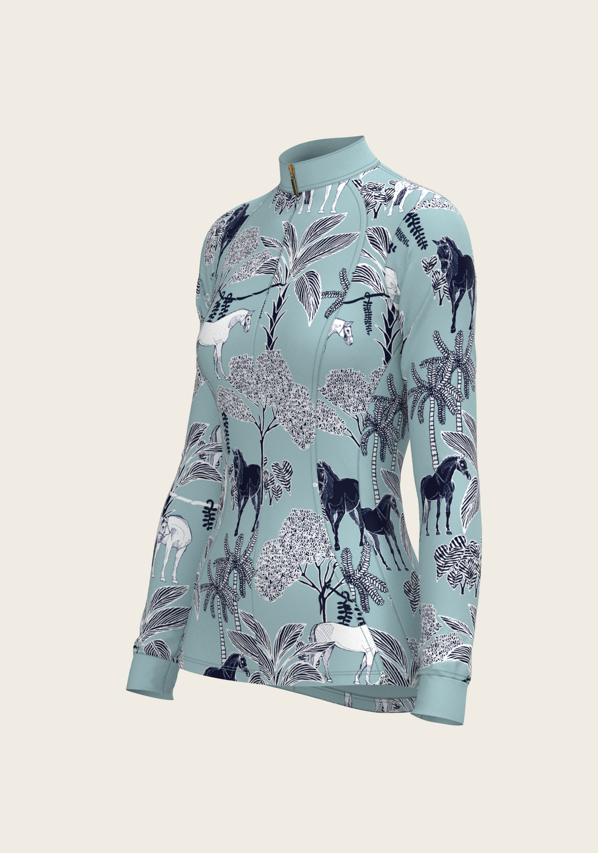 Island Horses Quarter Zip Sun Shirt - Sky Blue