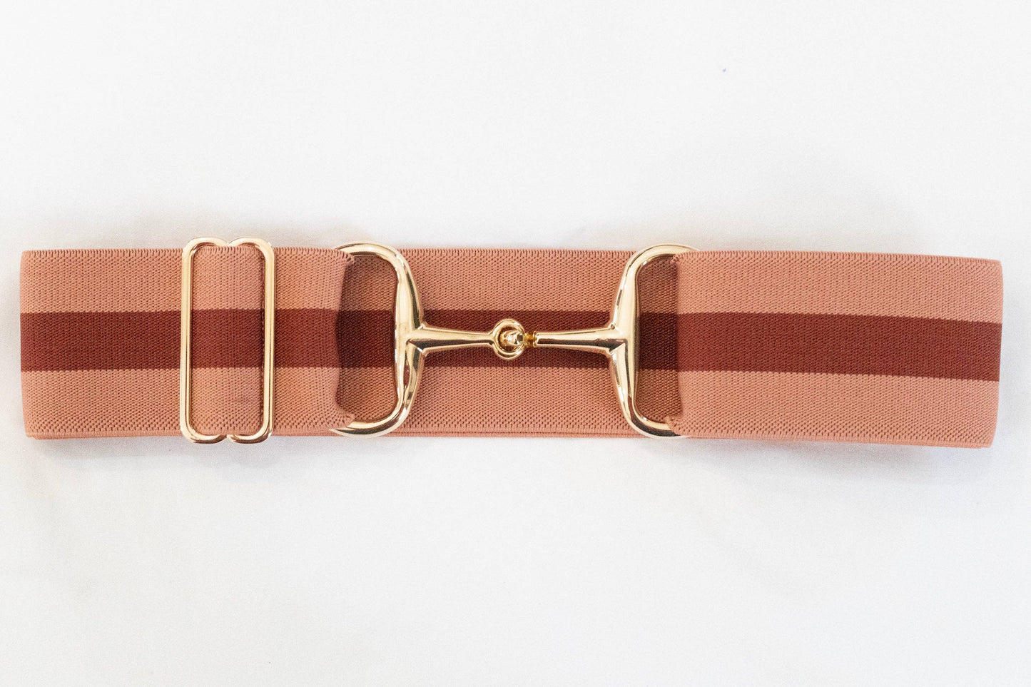 Ellany Elastic Belt - Rose Stripes 2" Gold Snaffle