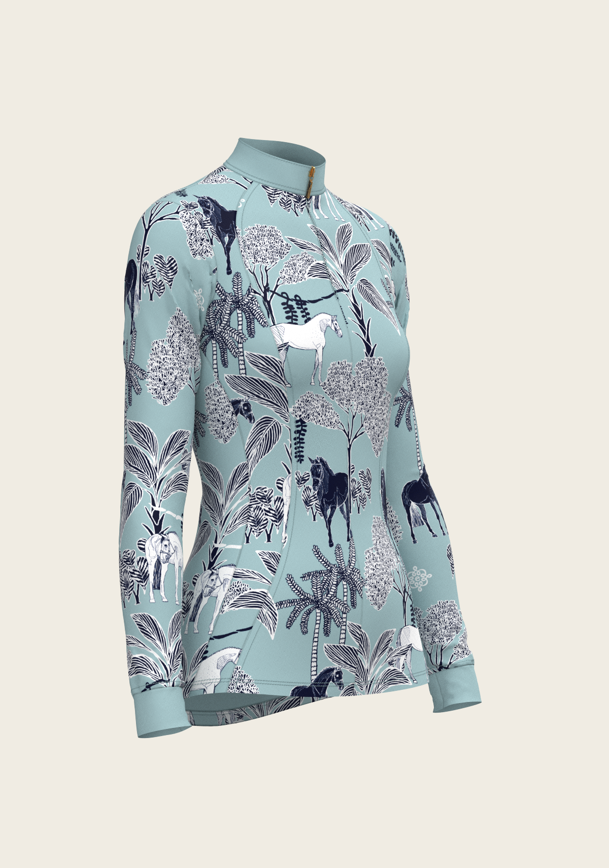 Island Horses Quarter Zip Sun Shirt - Sky Blue