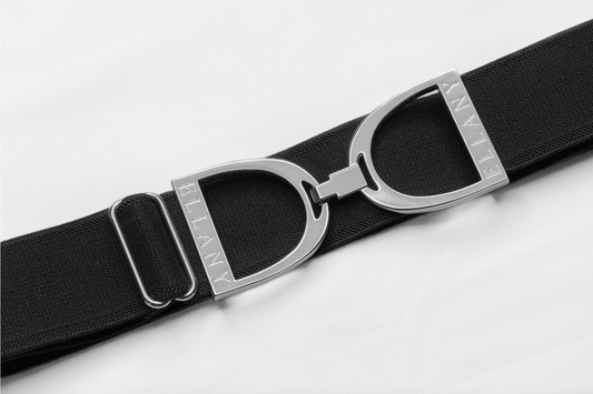 Ellany Elastic Belt - Black 1.5" Silver Stirrup