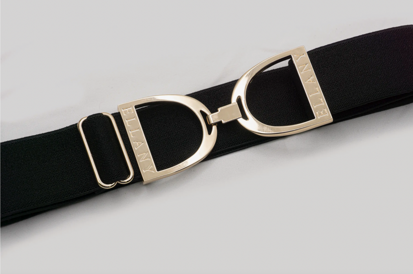 Ellany Elastic Belt - Black 1.5" Gold Stirrup