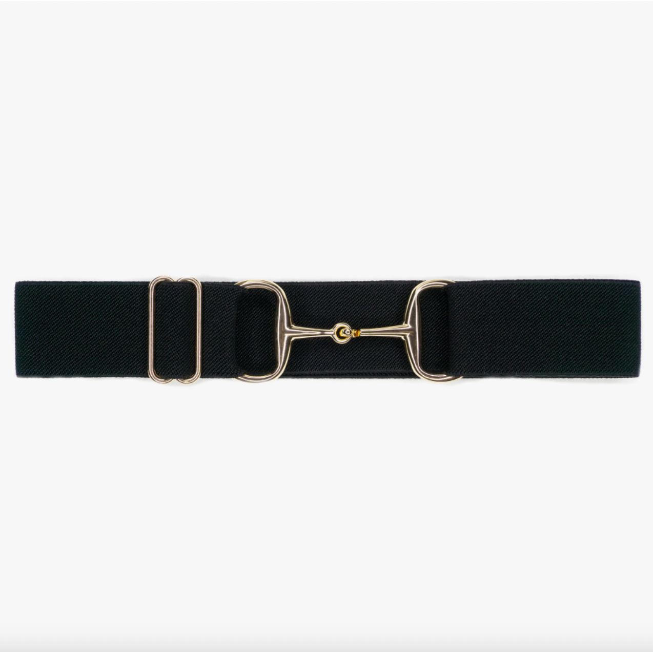 Ellany Elastic Belt - Black 1.5" Gold Snaffle