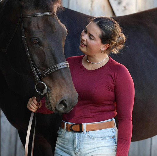 Equitation Seamless Shirt - Burgundy Long Sleeve