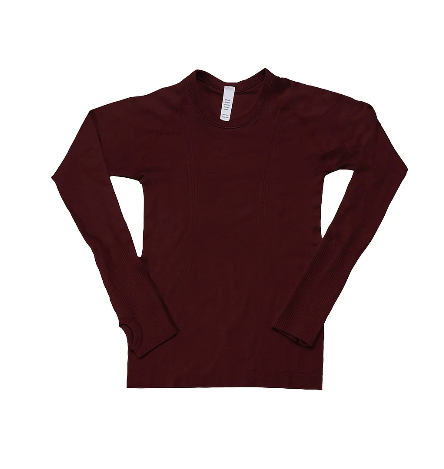 Equitation Seamless Shirt - Burgundy Long Sleeve