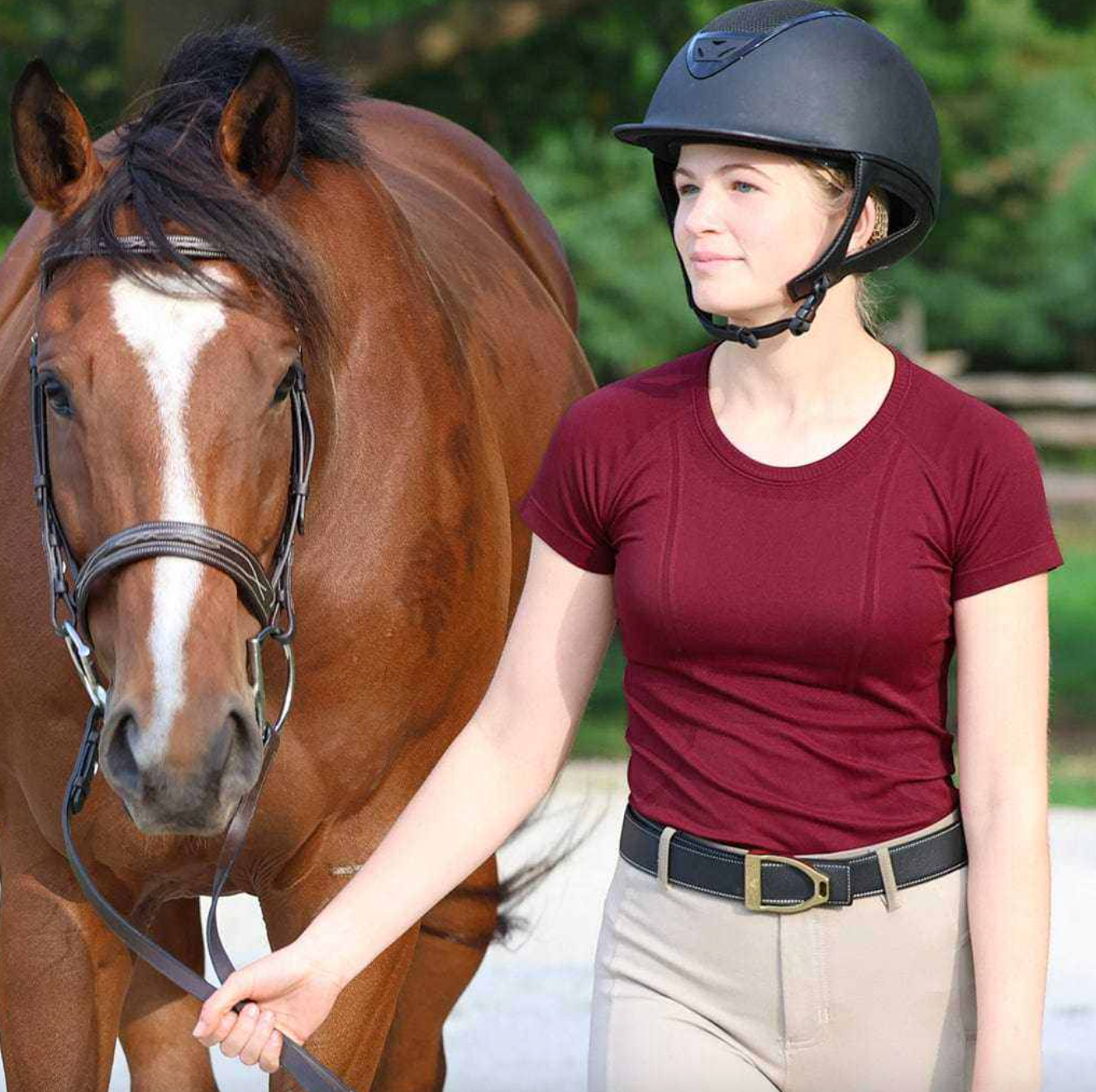 Equitation Seamless Shirt - Burgundy