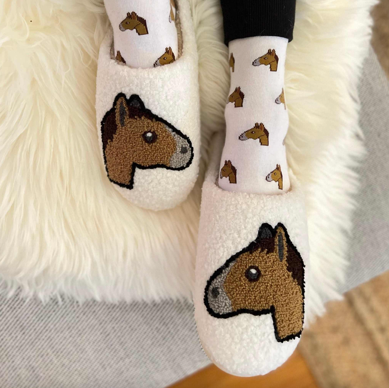Horse Head Emoji Slippers