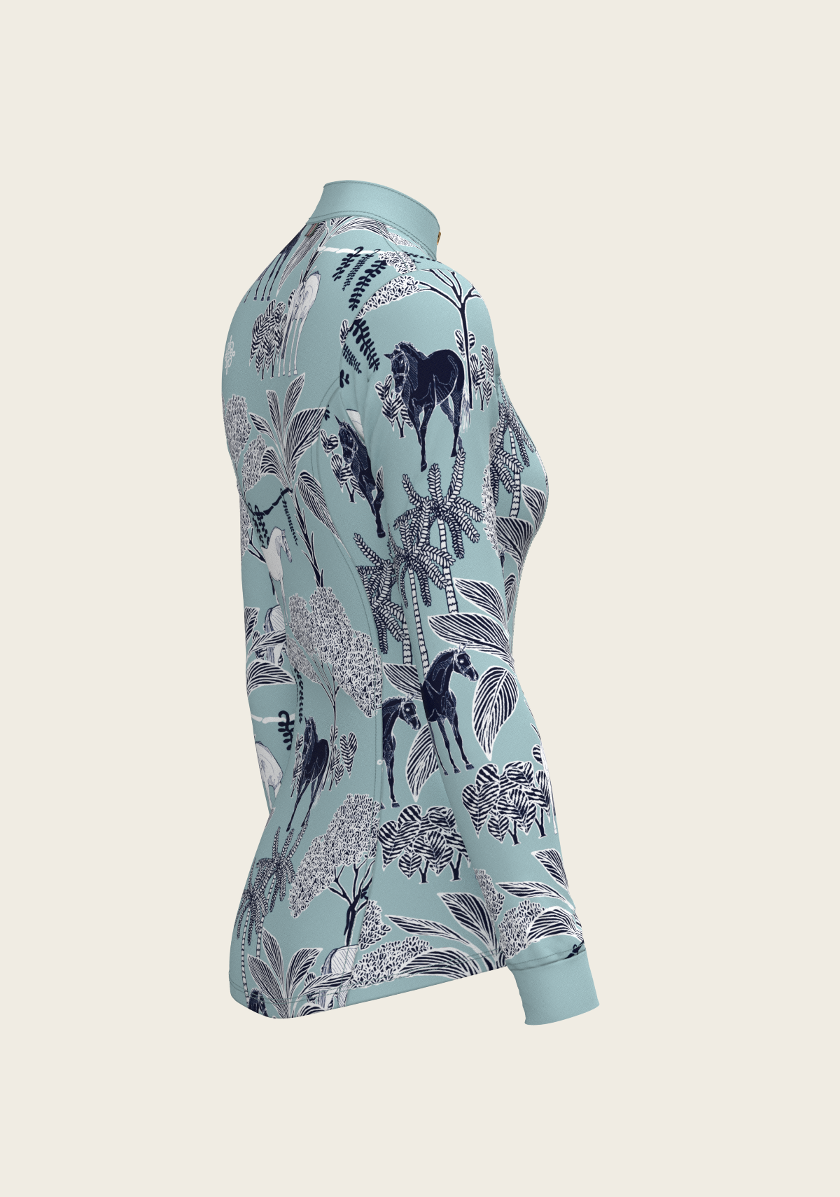 Island Horses Quarter Zip Sun Shirt - Sky Blue