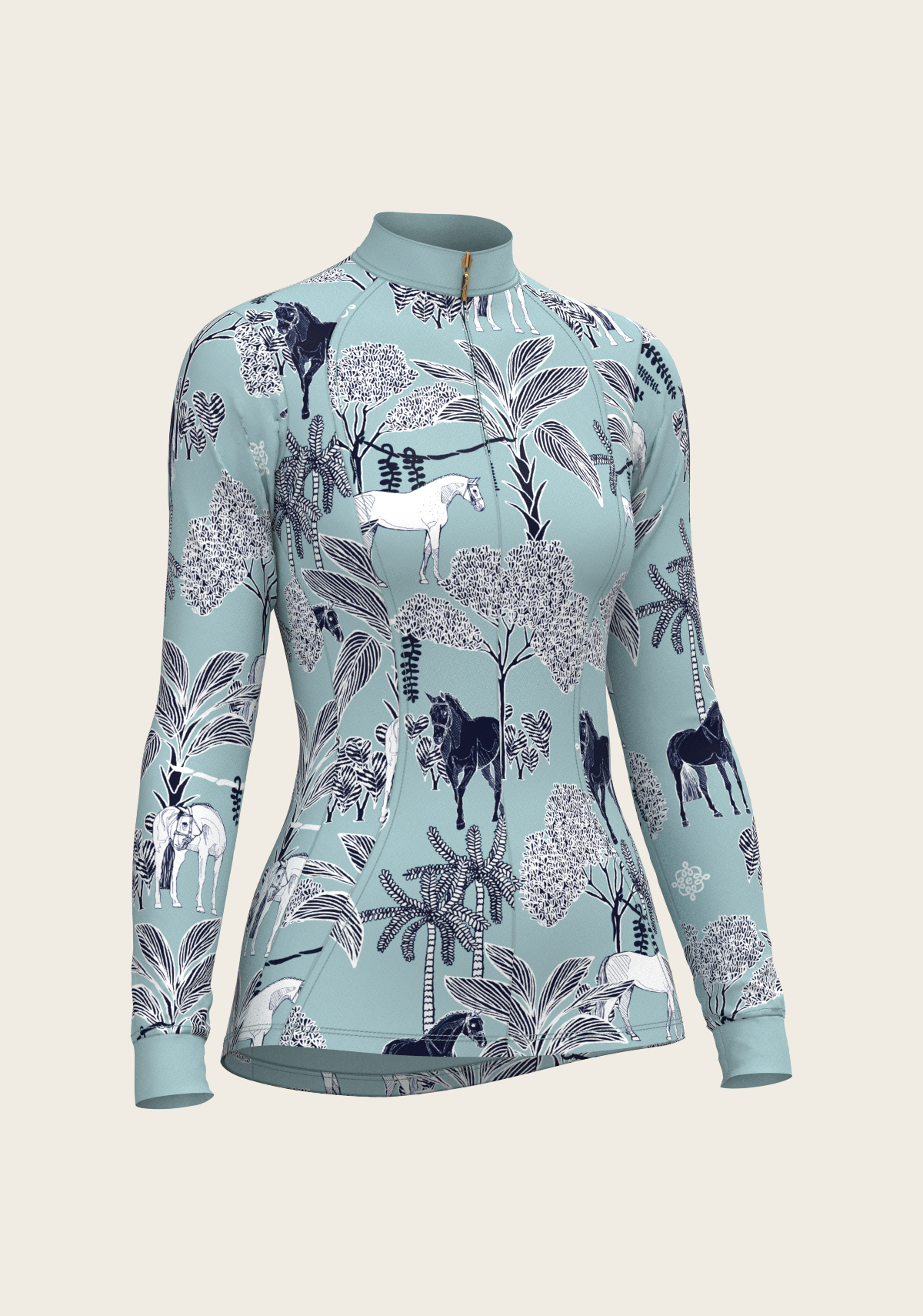 Island Horses Quarter Zip Sun Shirt - Sky Blue