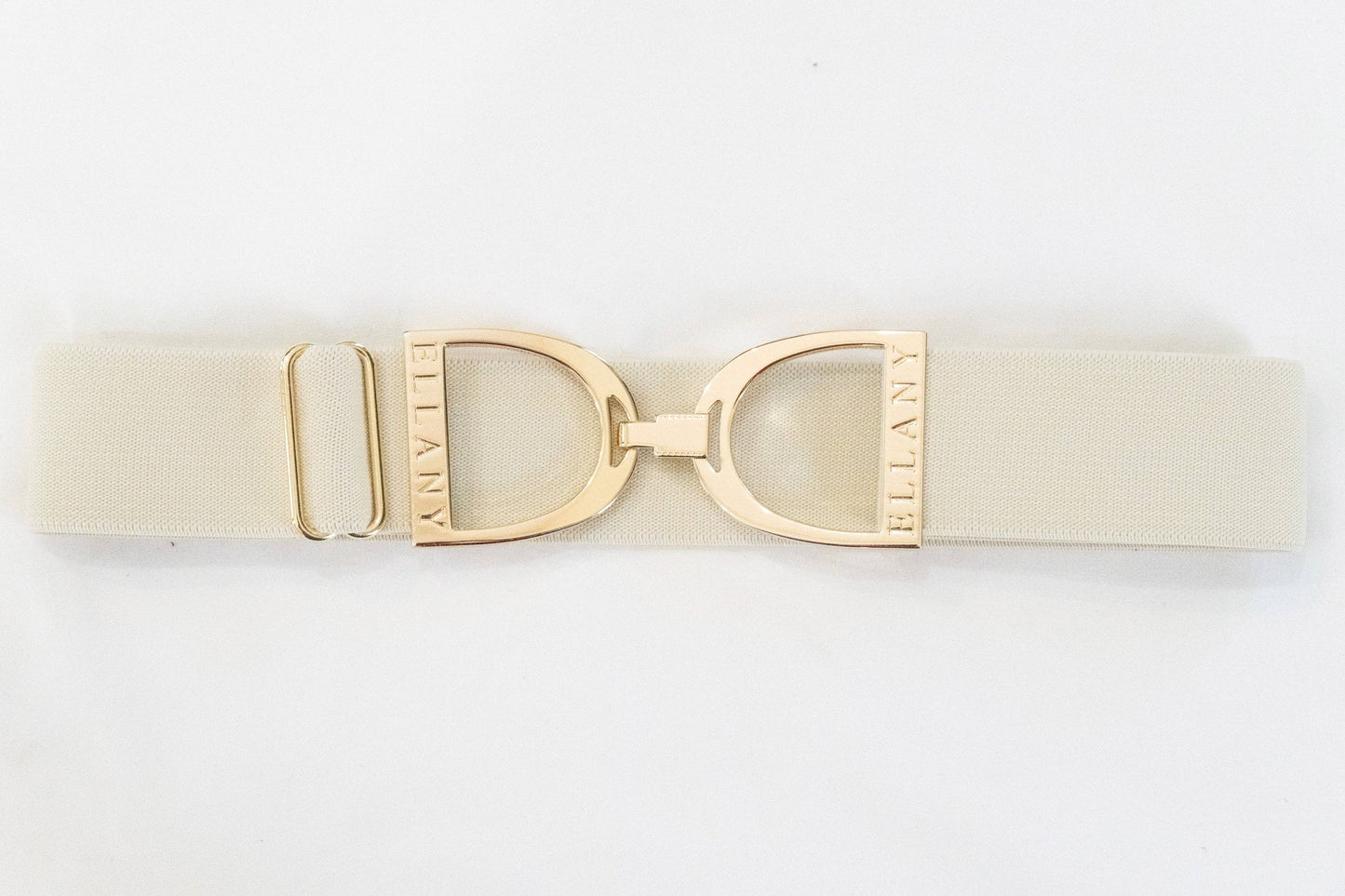 Ellany Elastic Belt - Buttercream - 1.5" Gold Stirrup