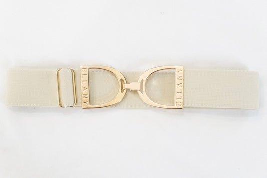 Ellany Elastic Belt - Buttercream - 1.5" Gold Stirrup