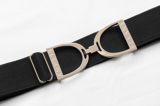 Navy - 1.5" Gold Stirrup Equestrian Elastic Belt