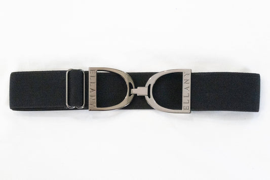 Black - 1.5" Gunmetal Stirrup Elastic Belt