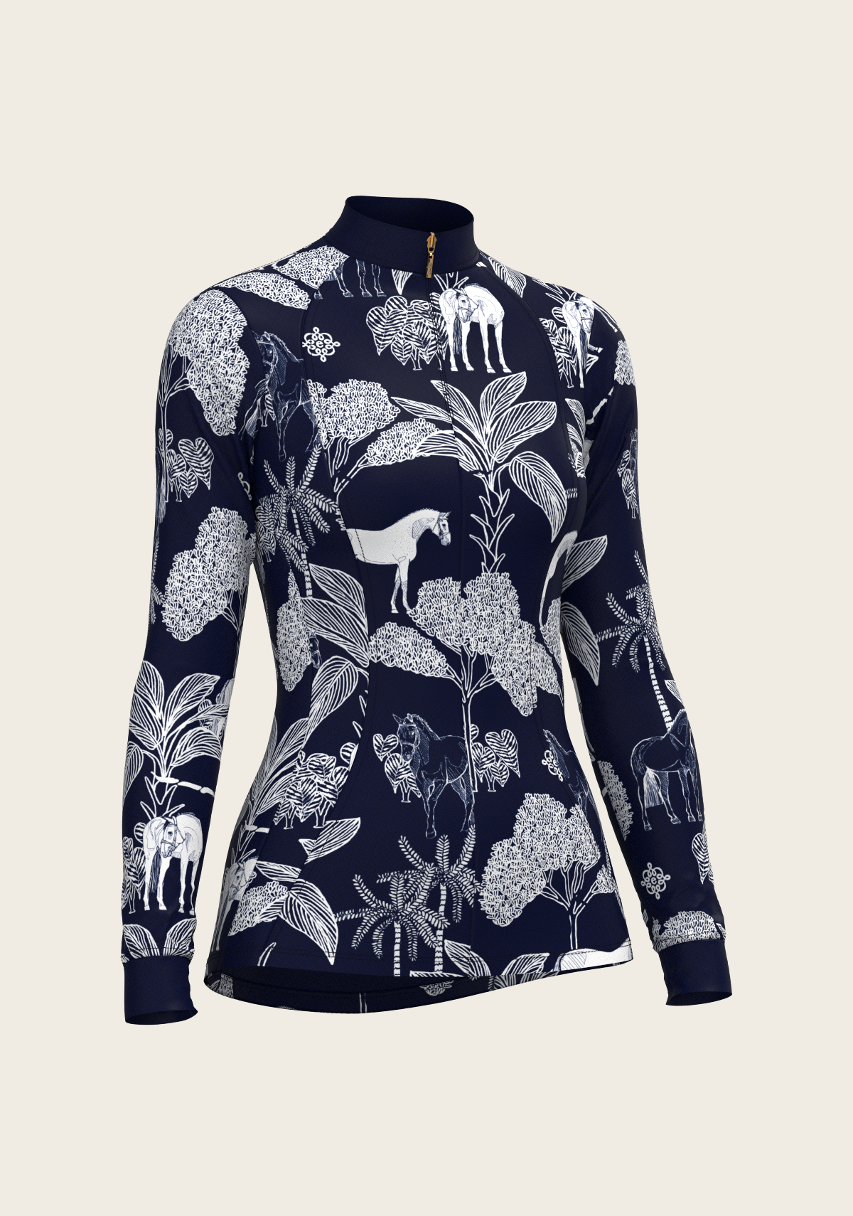 Island Horses Quarter Zip Sun Shirt - Navy