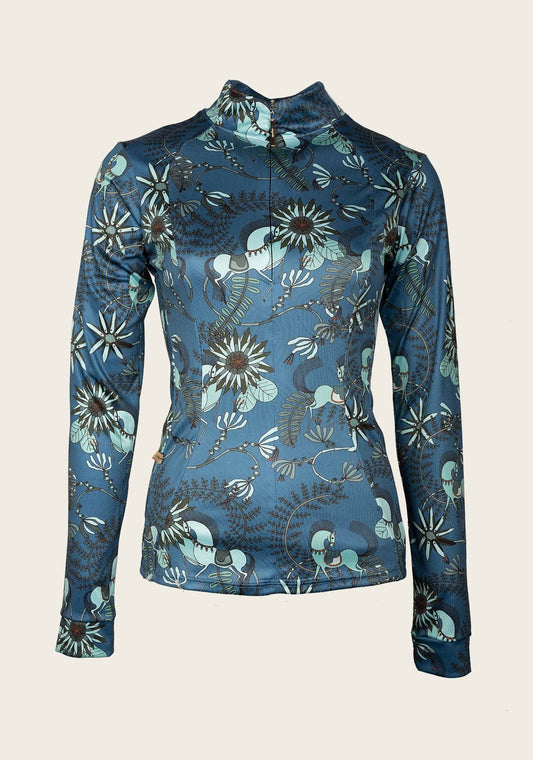 Mint Magic on Harbor Blue Quarter Zip Sun Shirt