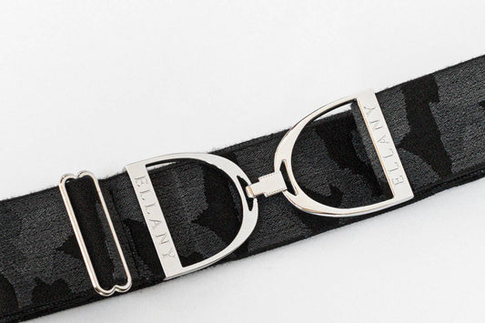 Black Camo - 2" Silver Stirrup Elastic Belt: Standard (Youth - Adult 2XL)